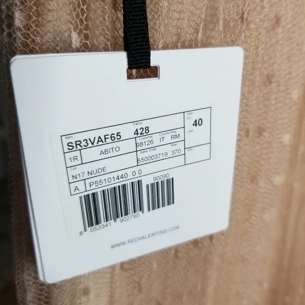 RED Valentino Bow Embellished Pleated Point D'Esprit Blush Colored Dress - Picture 7 of 10